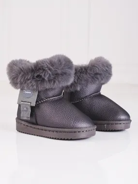 Shelovet gray snow boots for girls with fur