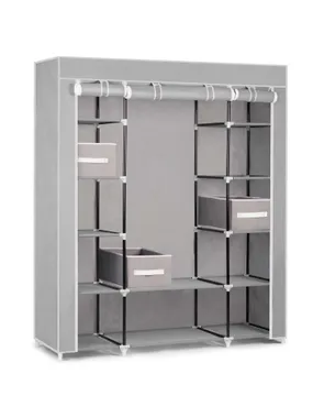 Large textile wardrobe with Massido drawers - gray