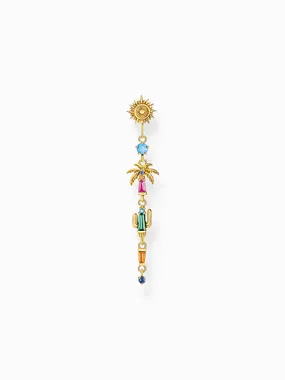 Thomas Sabo H2286-488-7 Gold-plated single earrings palm cactus w. coloured stones