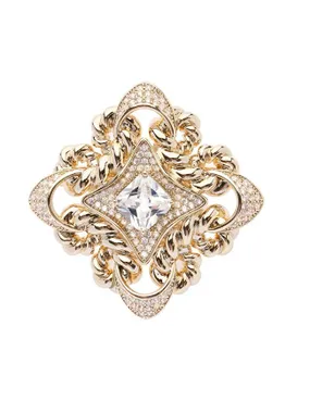 Gold-Plated Elegant Brooch with Crystals Hail 58067