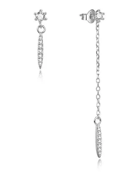 Asymmetric silver earrings with zircons AGUP1974