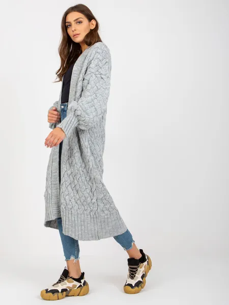 Gray thick cardigan with cables OCH BELLA.