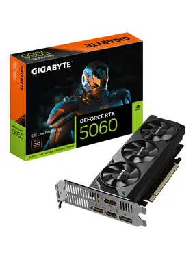 GIGABYTE GeForce RTX 5060 OC Low Profile 8G Graphics Card - 8GB GDDR7, 128bit, PCI-E 5.0, 2512 MHz Core Clock, 3 x DisplayPort, 1 x HDMI, GV-N5060OC-8GL