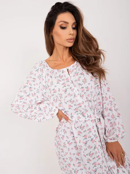 Women's white and pink dress with a print
