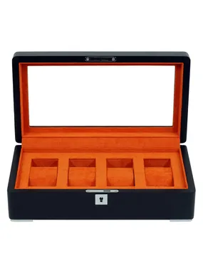 Rothenschild RS-3420-4-BL-ORA Watch Box Black [4] with orange velvet