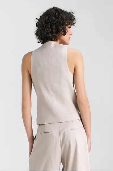 Classic linen vest - beige - KA05