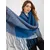 Dark blue and grey patterned women's winter scarf.