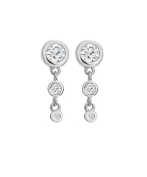 Elegant silver dangle earrings with diamonds Tender DE748