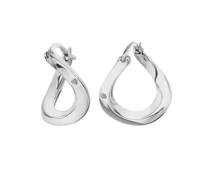 Original silver earrings with diamonds Huggies DE792