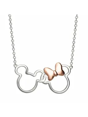 Matching silver bicolor necklace Mickey and Minnie Mouse N902594TL-18