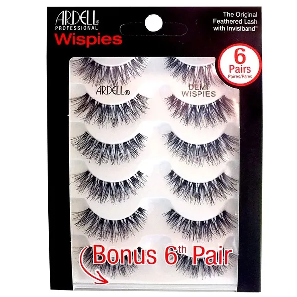 Demi Wispies 6-Pack false eyelashes on a strip of 6 pairs Black