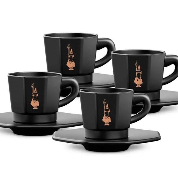 4 krūzīšu komplekts BIALETTI PERFETTO MOKA Porcelāns 4x 75 ml Melns