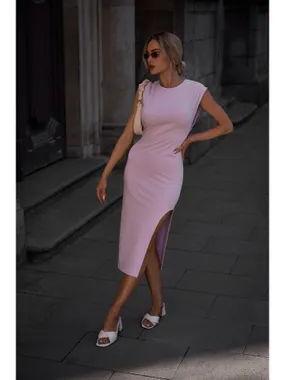 M787 Dress with a leg cutout - violet