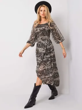 Oh Bella black and beige dress with a snake print.