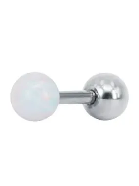 Piercing earring with white synthetic opal