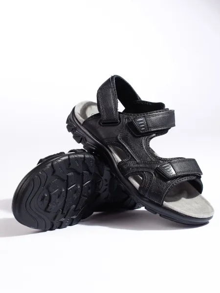 Comfortable men's black velcro sandals