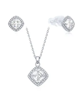 Silver Set of Shiny Jewelry S0000689 (NeckLace, Earrings)