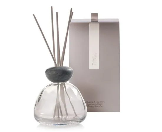 MARBLE GLASS DIFFUSER CLEAR WITH GRAY CAP