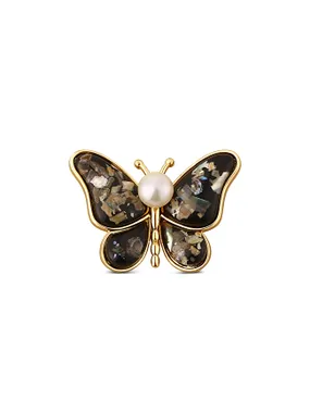 Pearl brooch 2in1 with genuine white pearl and nacre JL0819