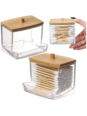 Container for hygiene sticks plastic bamboo lid