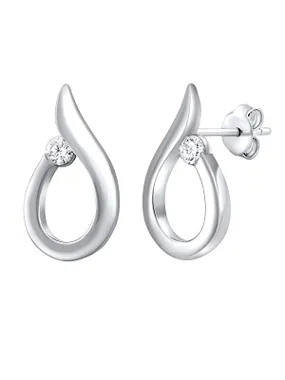 Gentle silver earrings with zircons QRE001K