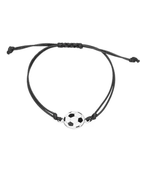 Black textile bracelet Soccer ball