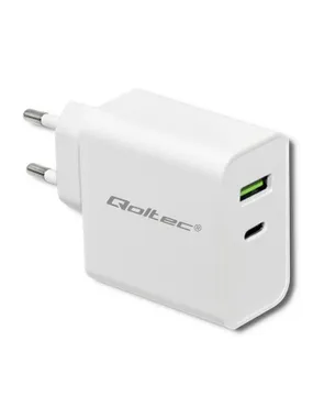 Qoltec 51718 lādētājs | 45W | 5-20V | 2,4-3A | USB tipa C PD | USB | Balts