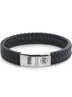 Rebel & Rose RR-L0177-S-L Bracelet Braided Flat 925 Black & Blue
