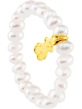 Universal ring with pearls and gold teddy bear Tous Pearls 517095030