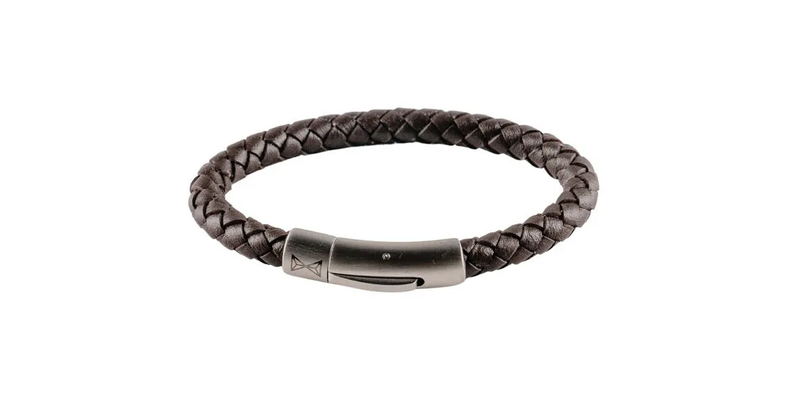Elegant black leather bracelet Junior Iron Single String Black AJ-BL401-A