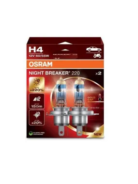 OSRAM NIGHT BREAKER 220 H4 AUTOMAŠĪNAS HALOĢĒNAS spuldze 2 gab.