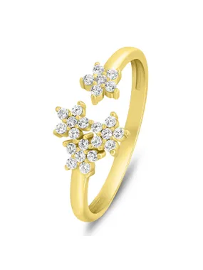 Beautiful gold plated open ring with zircons RI072Y