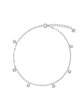 Silver leg bracelet with zircons AJNH0008