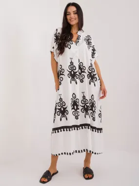 Women's white and black dress with a print