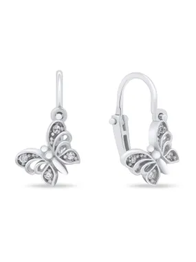 Design silver earrings Butterflies EA187W