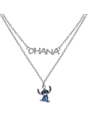 Stitch Lilo & Stitch Double Silver Necklace NS00059SRHL-17.CS (Chain, Pendant)
