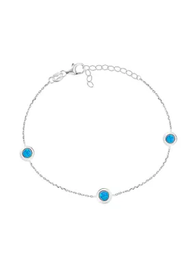 Charming silver bracelet with synthetic opals BRC40WB