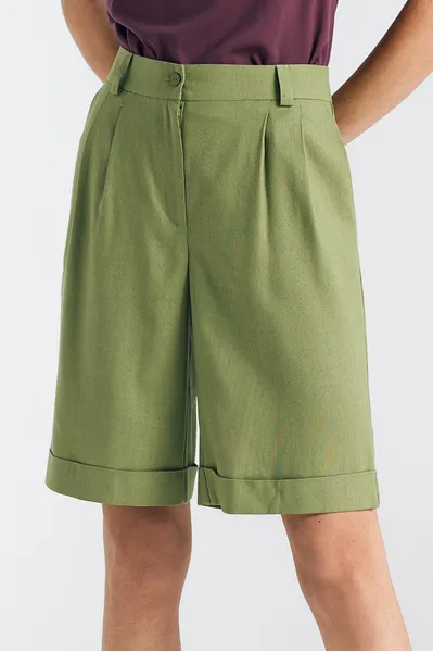 Short, linen shorts - green - SD86