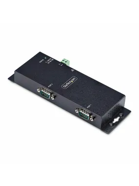 StarTech.com 2 portu seriālā uz Ethernet adapteris, IP seriālo ierīču serveris attālām RS232 ierīcēm, piestiprināms pie sienas/DIN sliedes, metāla korpuss, RJ45 LAN uz DB9 seriālais pārveidotājs