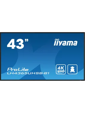 iiyama LH4365UHSB-B1 apzīmējumu displejs Kioska dizains 108 cm (42,5 collas) LED Wi-Fi 800 cd/m² 4K Ultra HD melns Iebūvēts procesors Android 11 24/7