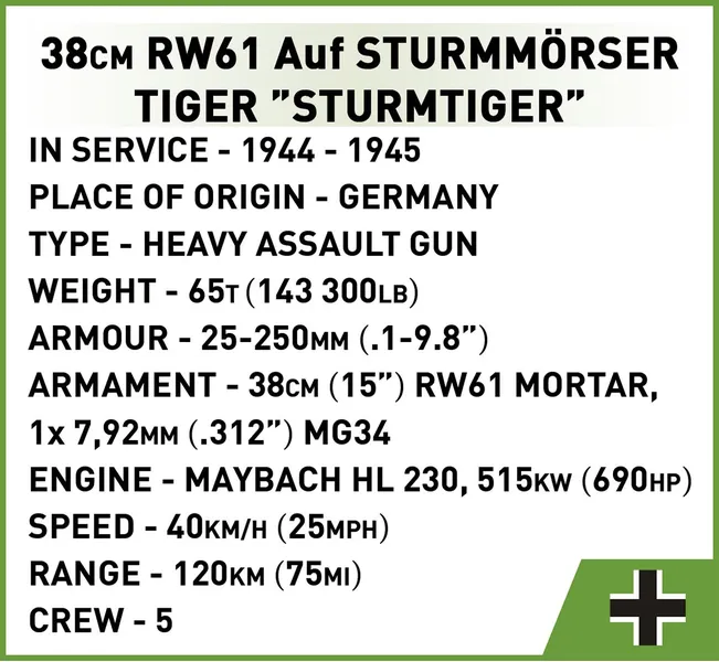 Blocks 38 cm Sturmmorser Sturmtiger