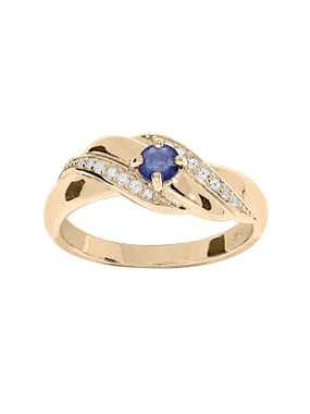 Elegant gold-plated ring with blue zircons PO/SR08997B