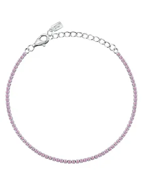 Silver tennis bracelet with pink zircons Silver LPS05AWV32