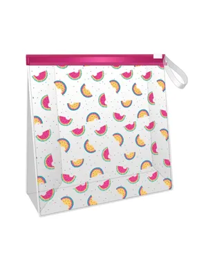Transparent cosmetic bag with fruits