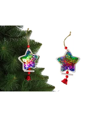 Christmas star with sequins bell decoration for a Christmas tree