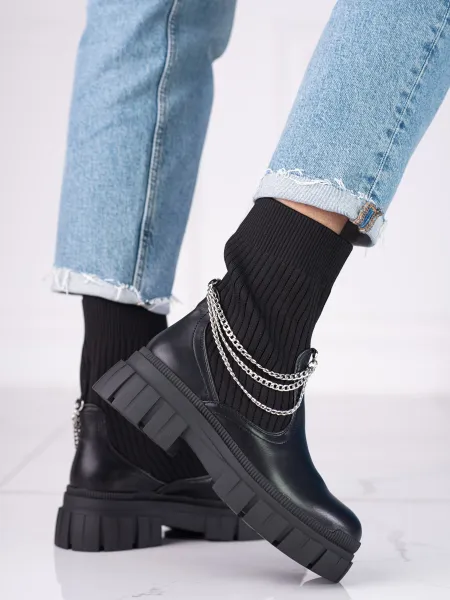 Black women's worker boots with a Shelovet sock