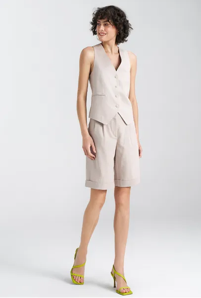 Classic linen vest - beige - KA05