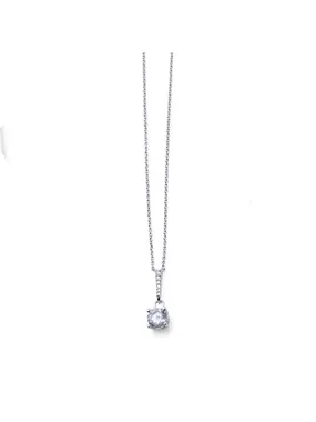 Slim silver necklace with zircons Slim 61285 (chain, pendant)