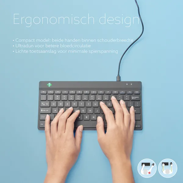 R-Go Tools Compact Break RGOCONDWDWH keyboard USB QWERTY Dutch White
