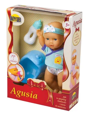 Doll Agusia drinks and pees